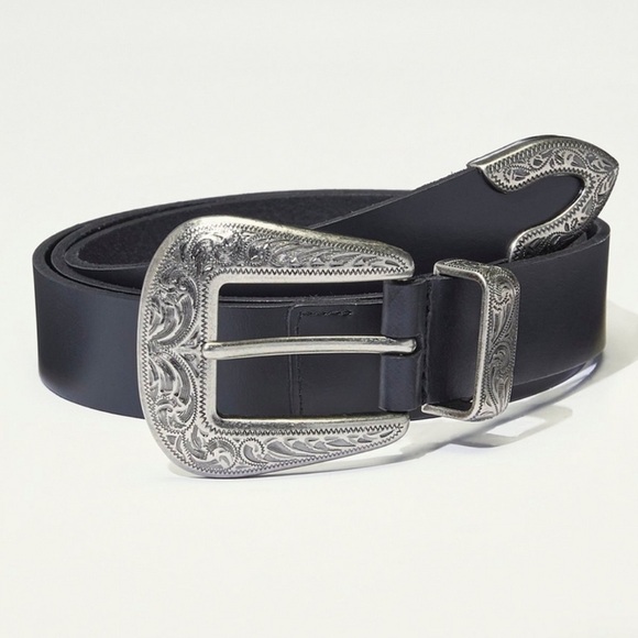 Lucky Brand Accessories - Lucky Brand Woman's Silver-Tone Western Long Leather Belt Sz LR